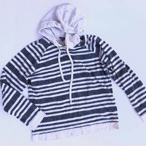 Vince Men's Striped Cream Gray Shirt Hoodie L